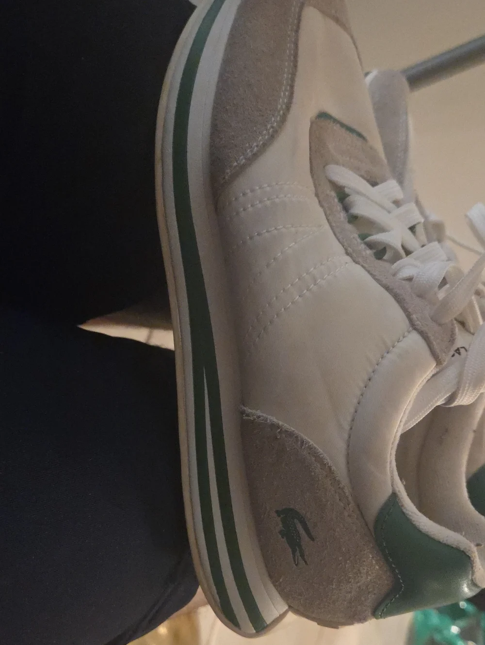 Lacoste White Leather Sneakers with Green Accents
